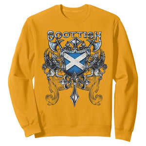 Scottish Heritage Crest Gothic Sweatshirt Medieval Flag and Sword Celtic Pride TS02 Gold Print Your Wear