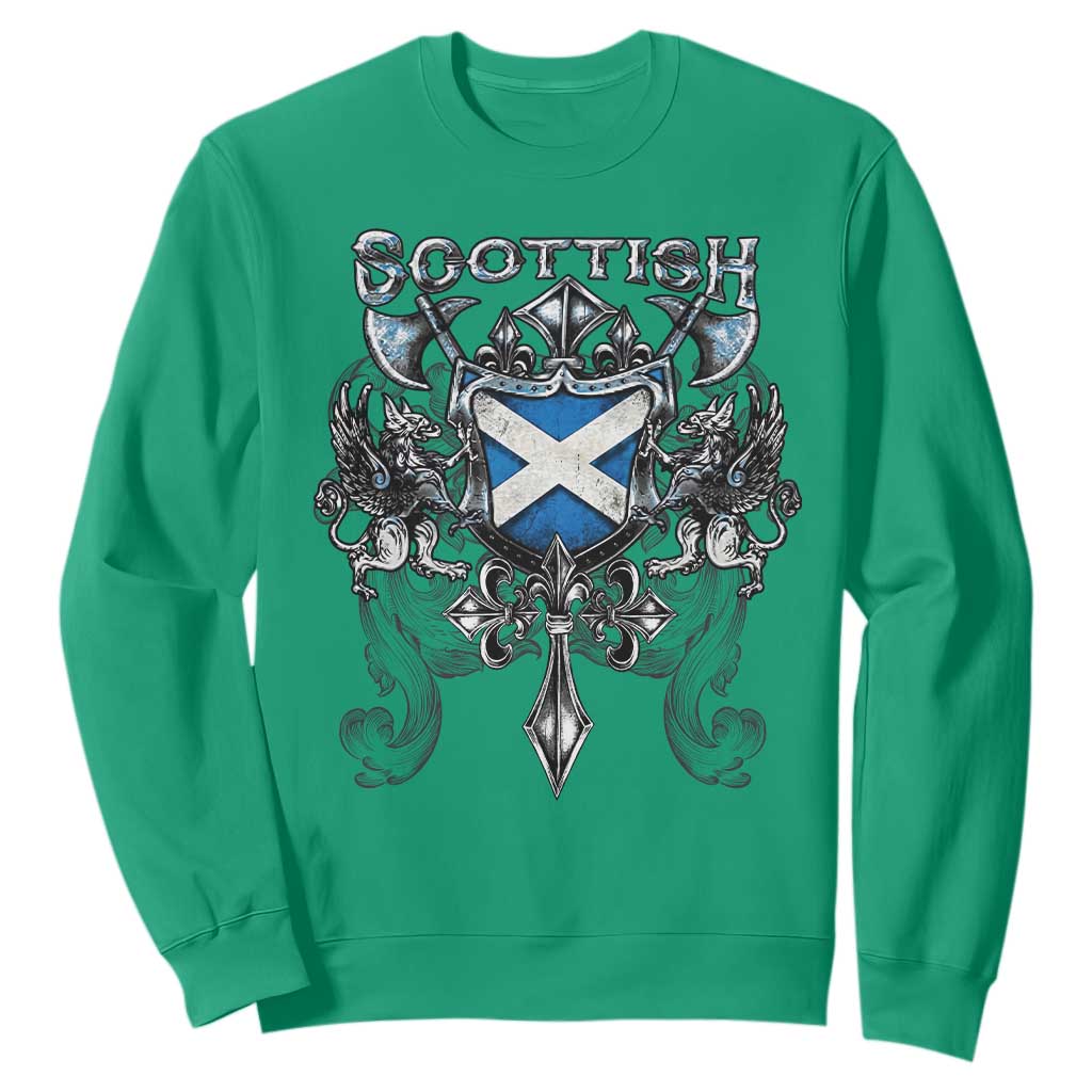 Scottish Heritage Crest Gothic Sweatshirt Medieval Flag and Sword Celtic Pride TS02 Irish Green Print Your Wear