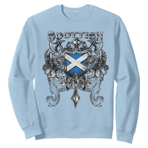Scottish Heritage Crest Gothic Sweatshirt Medieval Flag and Sword Celtic Pride TS02 Light Blue Print Your Wear