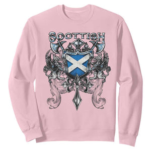 Scottish Heritage Crest Gothic Sweatshirt Medieval Flag and Sword Celtic Pride TS02 Light Pink Print Your Wear