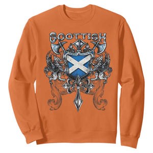 Scottish Heritage Crest Gothic Sweatshirt Medieval Flag and Sword Celtic Pride TS02 Orange Print Your Wear
