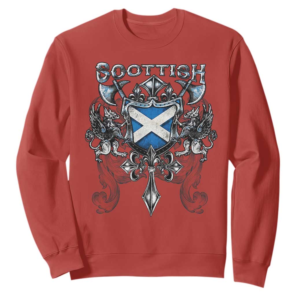 Scottish Heritage Crest Gothic Sweatshirt Medieval Flag and Sword Celtic Pride TS02 Red Print Your Wear