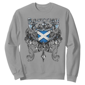 Scottish Heritage Crest Gothic Sweatshirt Medieval Flag and Sword Celtic Pride TS02 Sport Gray Print Your Wear
