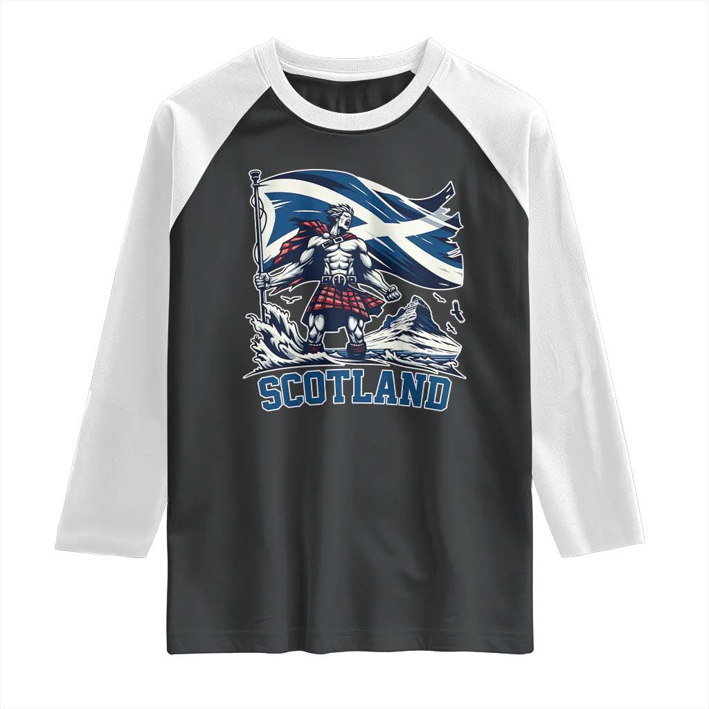Scottish Warrior Raglan Shirt Brave Highland Hero Scotland Flag TS02 Black White Print Your Wear