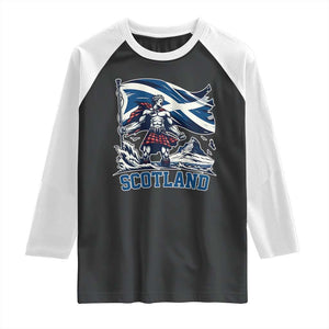 Scottish Warrior Raglan Shirt Brave Highland Hero Scotland Flag TS02 Black White Print Your Wear