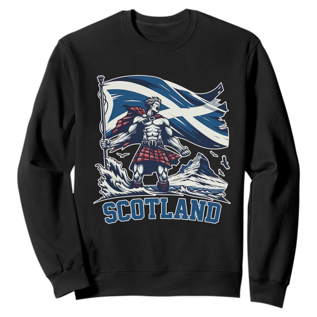 Scottish Warrior Sweatshirt Brave Highland Hero Scotland Flag TS02 Black Print Your Wear