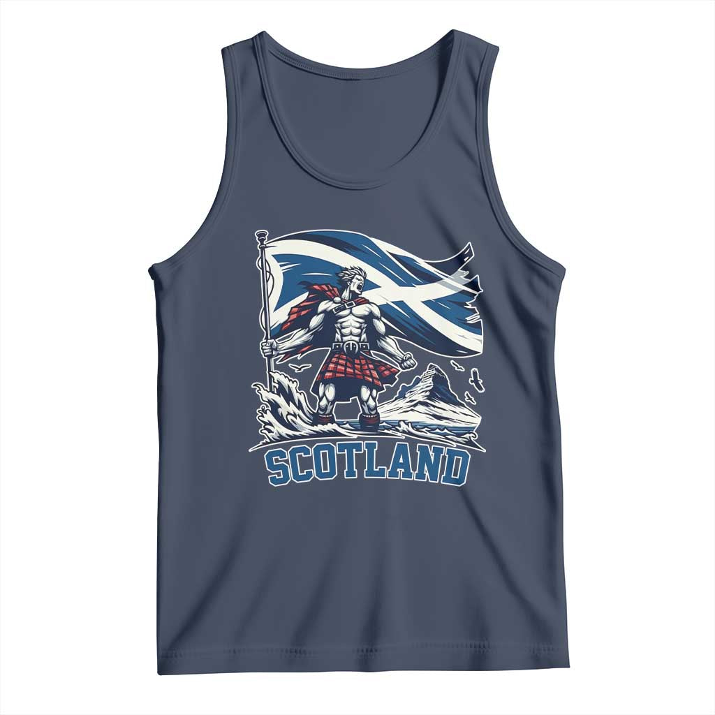 Scottish Warrior Tank Top Brave Highland Hero Scotland Flag TS02 Navy Print Your Wear
