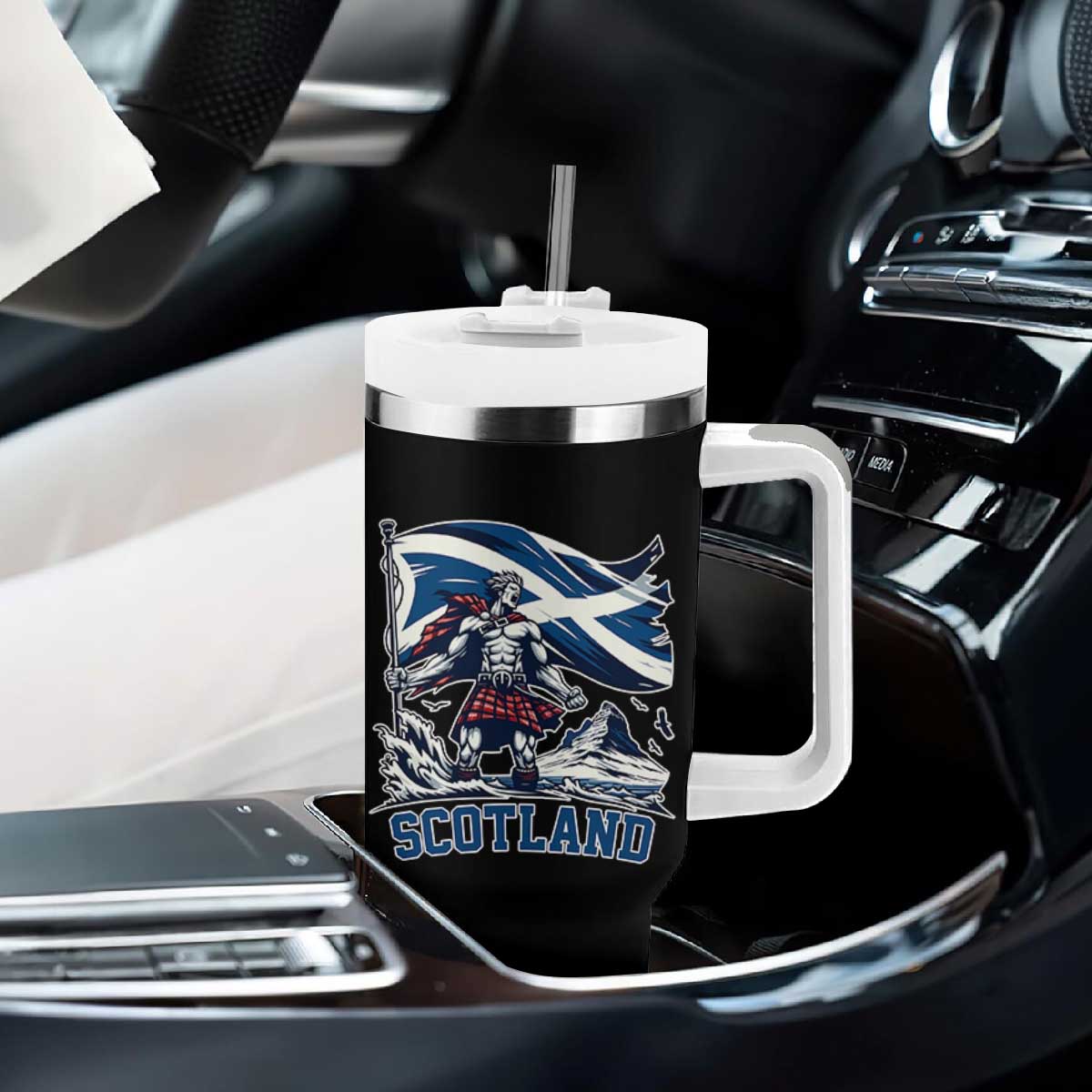 Scottish Warrior Tumbler With Handle Brave Highland Hero Scotland Flag TS02 Print Your Wear