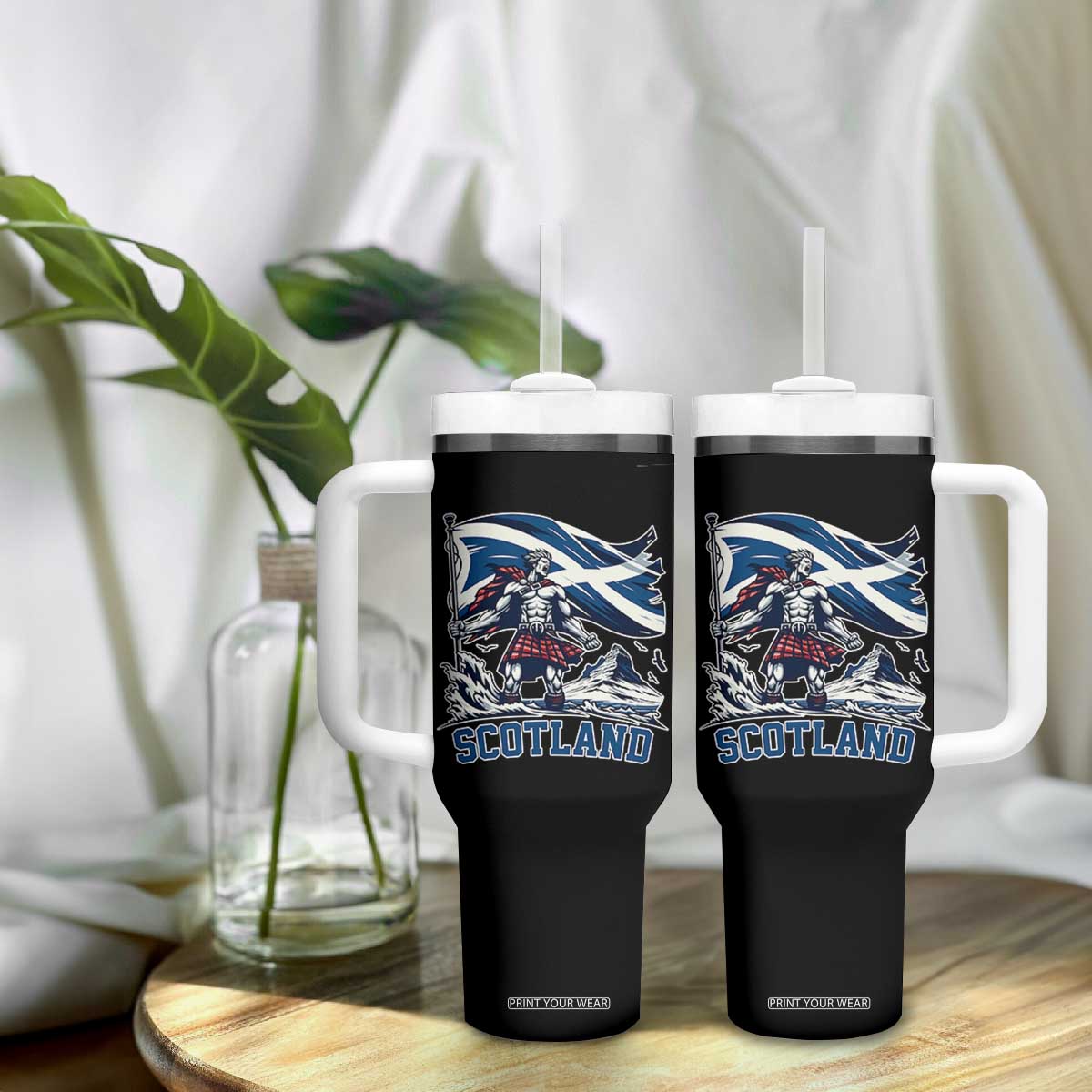 Scottish Warrior Tumbler With Handle Brave Highland Hero Scotland Flag TS02 Print Your Wear