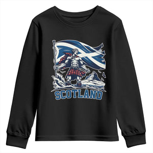 Scottish Warrior Youth Sweatshirt Brave Highland Hero Scotland Flag TS02 Black Print Your Wear