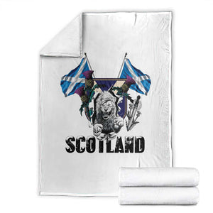 Roaring Scottish Lion Crest Throw Blanket Thistle Scotland Flag Emblem for Brave Highlanders TS02 White Print Your Wear