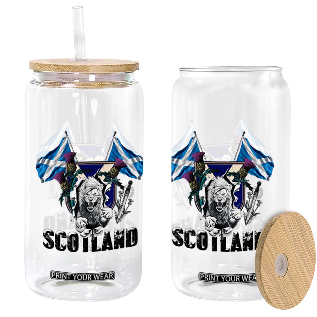 Roaring Scottish Lion Crest Glass Can Thistle Scotland Flag Emblem for Brave Highlanders TS02 Print Your Wear