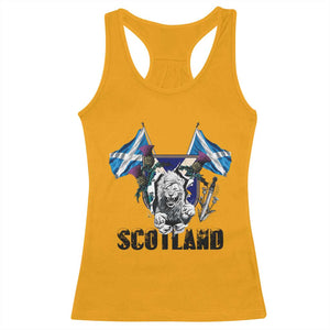 Roaring Scottish Lion Crest Racerback Tank Top Thistle Scotland Flag Emblem for Brave Highlanders TS02 Gold Print Your Wear