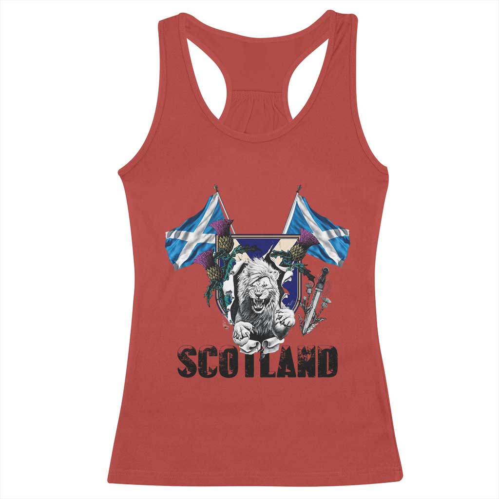 Roaring Scottish Lion Crest Racerback Tank Top Thistle Scotland Flag Emblem for Brave Highlanders TS02 Red Print Your Wear