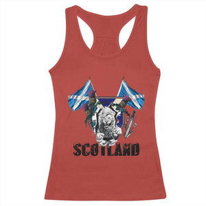 Roaring Scottish Lion Crest Racerback Tank Top Thistle Scotland Flag Emblem for Brave Highlanders TS02 Red Print Your Wear