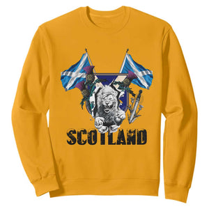 Roaring Scottish Lion Crest Sweatshirt Thistle Scotland Flag Emblem for Brave Highlanders TS02 Gold Print Your Wear