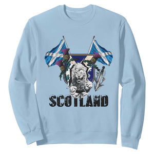 Roaring Scottish Lion Crest Sweatshirt Thistle Scotland Flag Emblem for Brave Highlanders TS02 Light Blue Print Your Wear