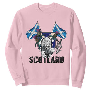 Roaring Scottish Lion Crest Sweatshirt Thistle Scotland Flag Emblem for Brave Highlanders TS02 Light Pink Print Your Wear