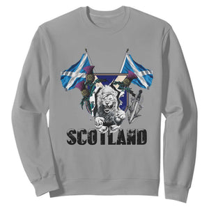 Roaring Scottish Lion Crest Sweatshirt Thistle Scotland Flag Emblem for Brave Highlanders TS02 Sport Gray Print Your Wear