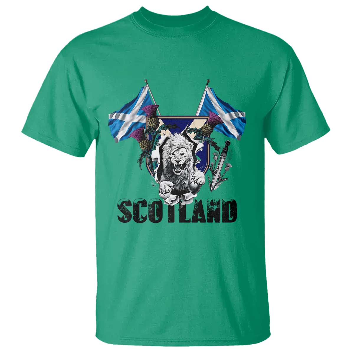 Roaring Scottish Lion Crest T Shirt Thistle Scotland Flag Emblem for Brave Highlanders TS02 Irish Green Print Your Wear