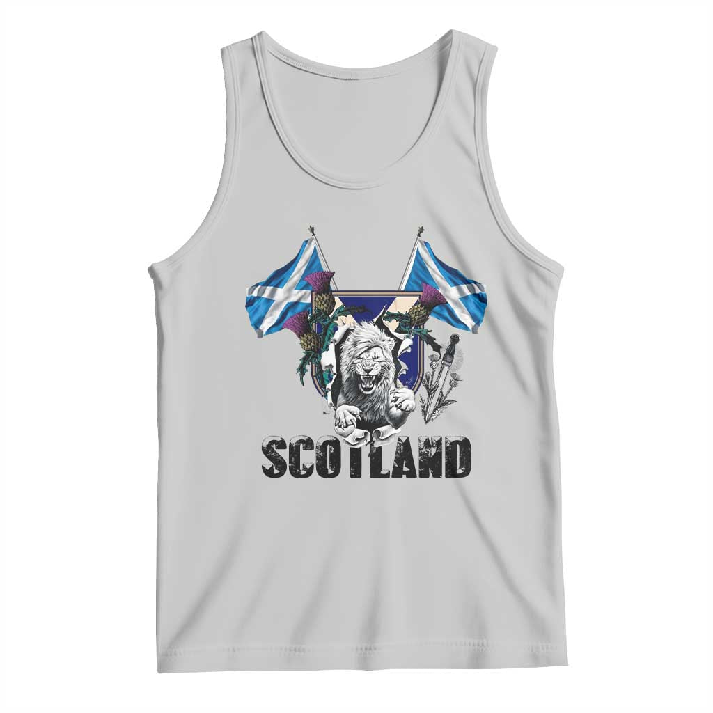 Roaring Scottish Lion Crest Tank Top Thistle Scotland Flag Emblem for Brave Highlanders TS02 Ash Print Your Wear