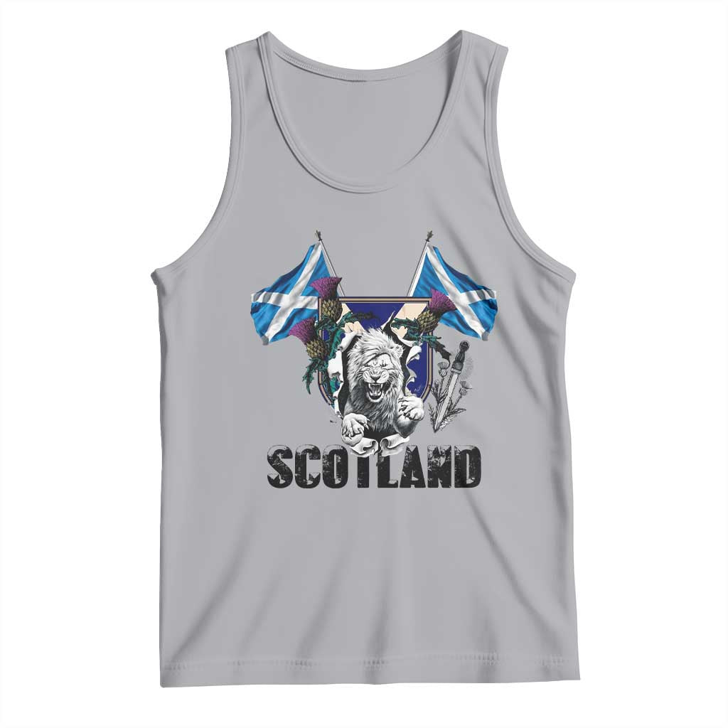 Roaring Scottish Lion Crest Tank Top Thistle Scotland Flag Emblem for Brave Highlanders TS02 Athletic Heather Print Your Wear