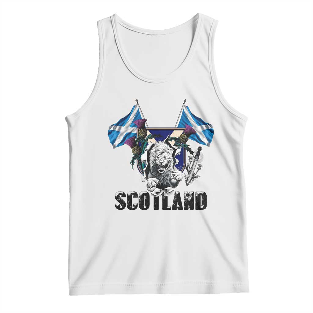 Roaring Scottish Lion Crest Tank Top Thistle Scotland Flag Emblem for Brave Highlanders TS02 White Print Your Wear