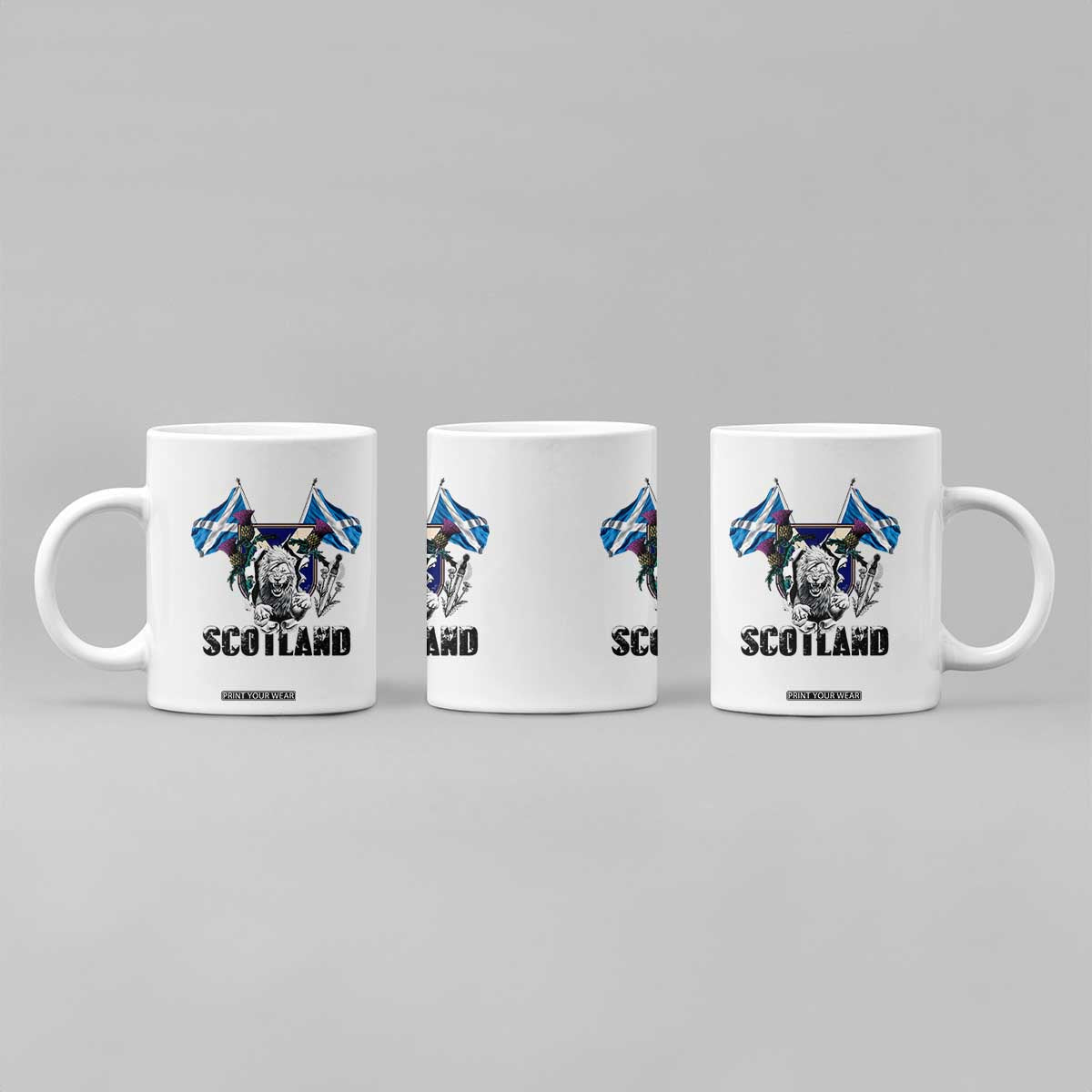 Roaring Scottish Lion Crest Coffee Mug Thistle Scotland Flag Emblem for Brave Highlanders TS02 Print Your Wear
