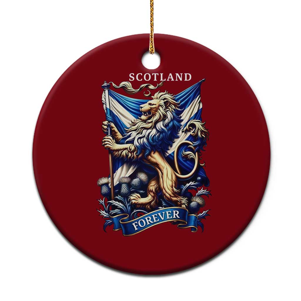 Scotland Forever Majestic Lion Rampant Holding Saltire Flag With Thistles Graphic Ceramic Ornament TS02 1pc Red Print Your Wear