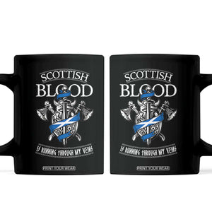 Scottish Blood Running Through My Veins Coffee Mug Viking Axe and Sword Heritage TS02 Black Print Your Wear