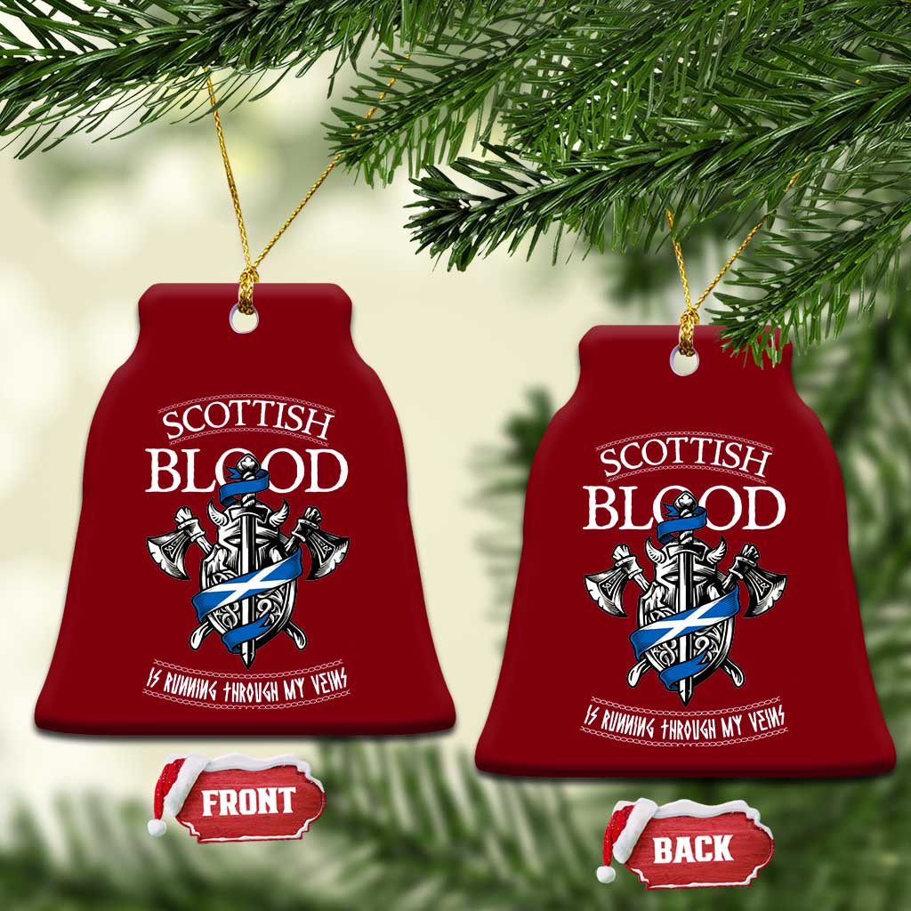 Scottish Blood Running Through My Veins Ceramic Ornament Viking Axe and Sword Heritage TS02 Print Your Wear