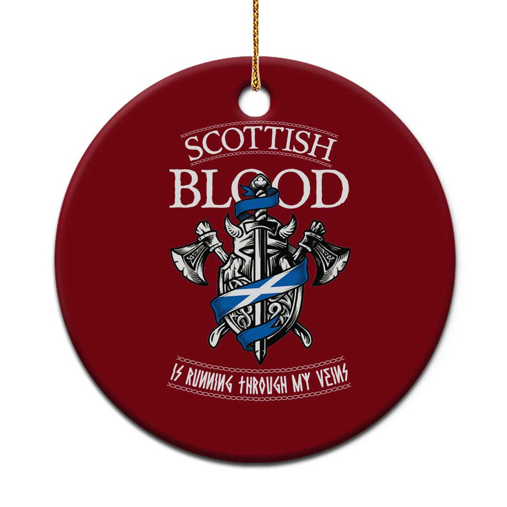 Scottish Blood Running Through My Veins Ceramic Ornament Viking Axe and Sword Heritage TS02 1pc Red Print Your Wear