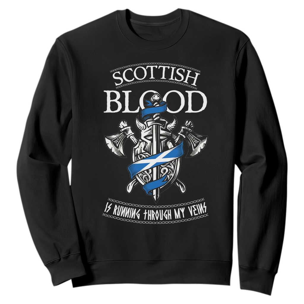 Scottish Blood Running Through My Veins Sweatshirt Viking Axe and Sword Heritage TS02 Black Print Your Wear