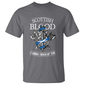 Scottish Blood Running Through My Veins T Shirt Viking Axe and Sword Heritage TS02 Charcoal Print Your Wear