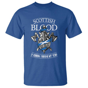 Scottish Blood Running Through My Veins T Shirt Viking Axe and Sword Heritage TS02 Royal Blue Print Your Wear