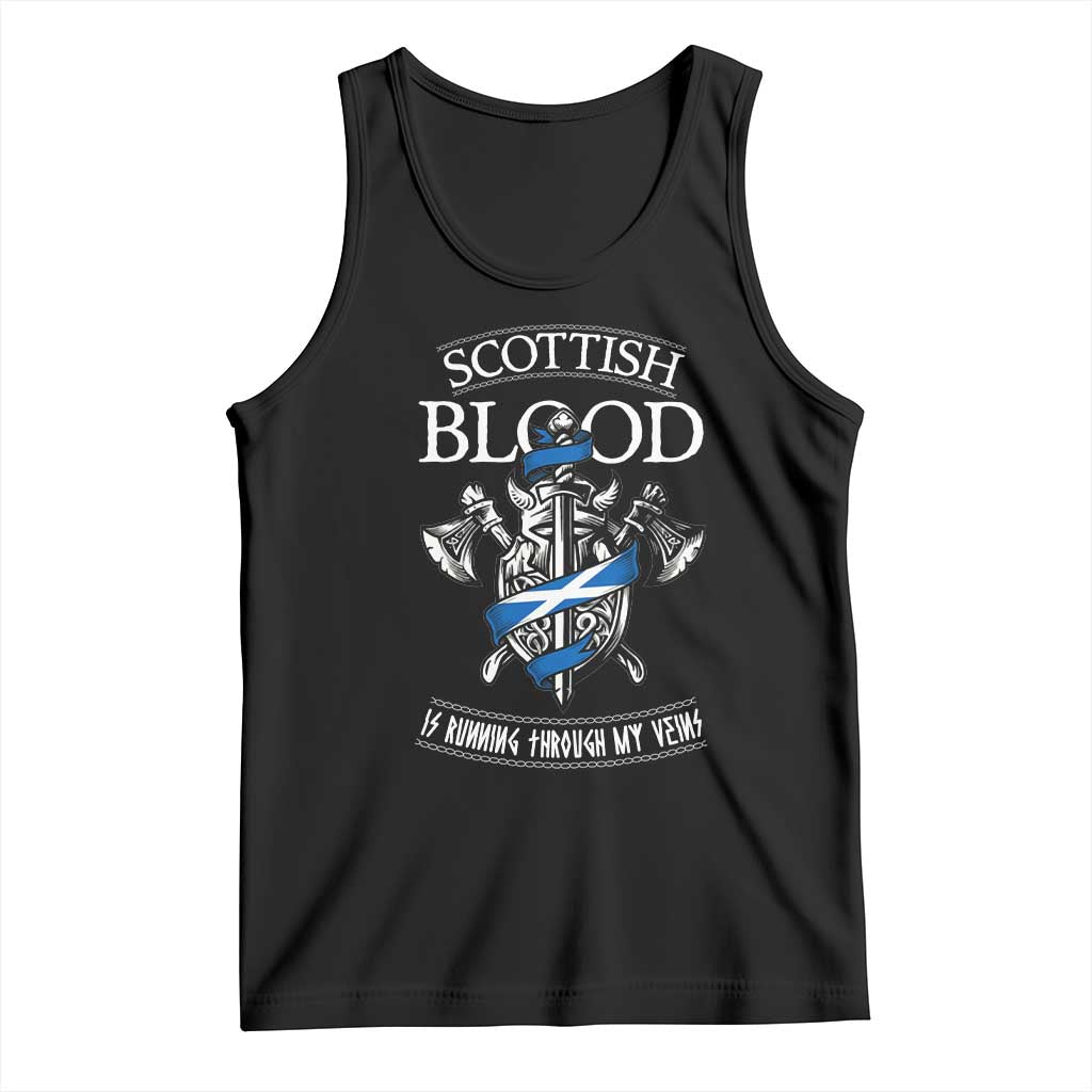Scottish Blood Running Through My Veins Tank Top Viking Axe and Sword Heritage TS02 Black Print Your Wear