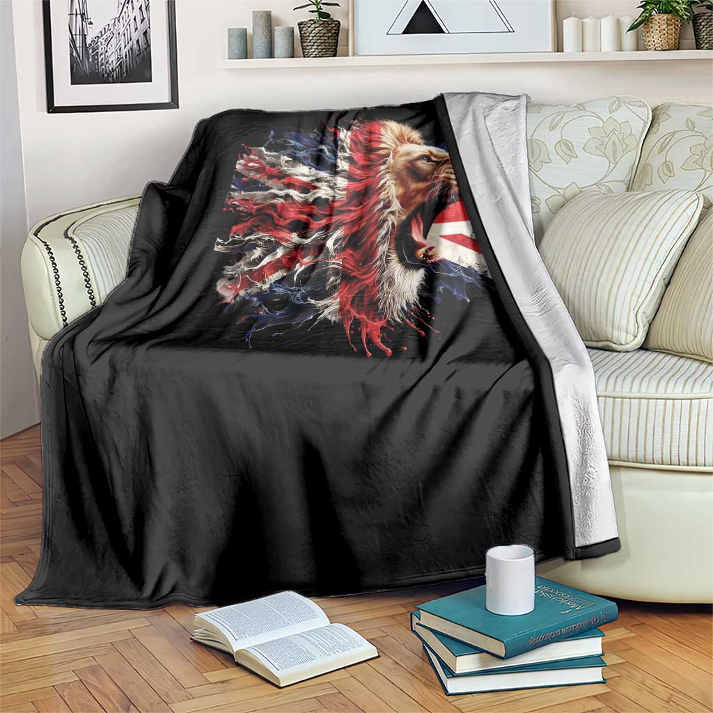Roaring British Lion Flag Throw Blanket Union Jack UK Pride TS02 Print Your Wear