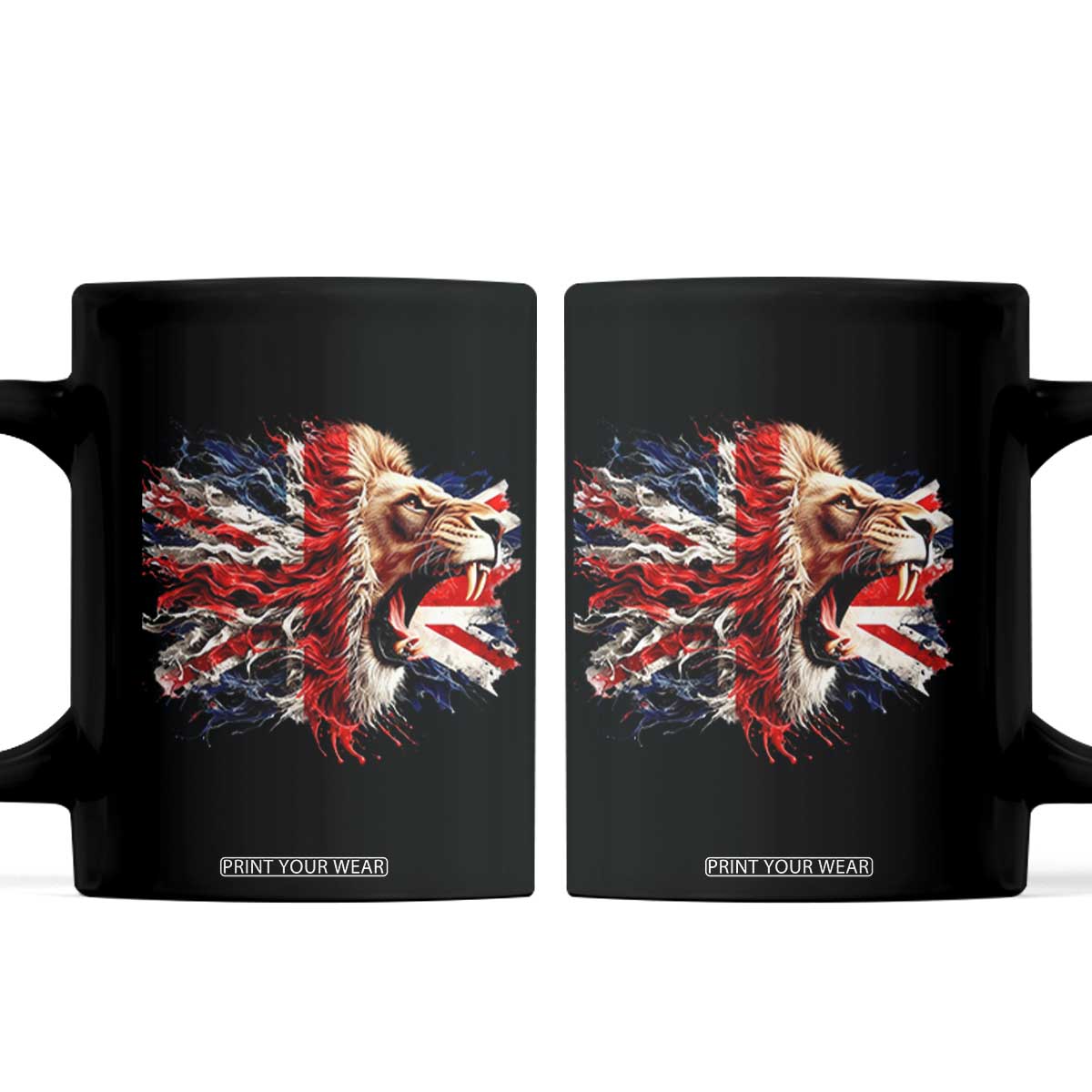 Roaring British Lion Flag Coffee Mug Union Jack UK Pride TS02 Black Print Your Wear
