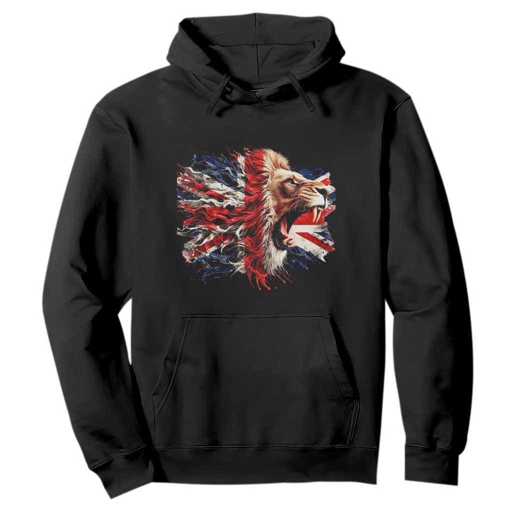 Roaring British Lion Flag Hoodie Union Jack UK Pride TS02 Black Print Your Wear