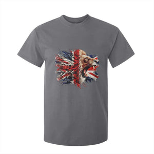 Roaring British Lion Flag T Shirt For Kid Union Jack UK Pride TS02 Charcoal Print Your Wear