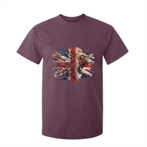 Roaring British Lion Flag T Shirt For Kid Union Jack UK Pride TS02 Maroon Print Your Wear