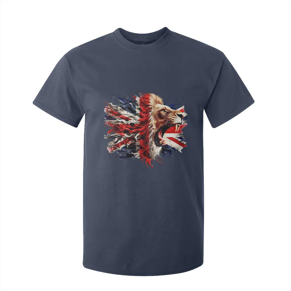 Roaring British Lion Flag T Shirt For Kid Union Jack UK Pride TS02 Navy Print Your Wear