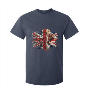 Roaring British Lion Flag T Shirt For Kid Union Jack UK Pride TS02 Navy Print Your Wear