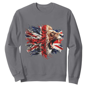 Roaring British Lion Flag Sweatshirt Union Jack UK Pride TS02 Charcoal Print Your Wear