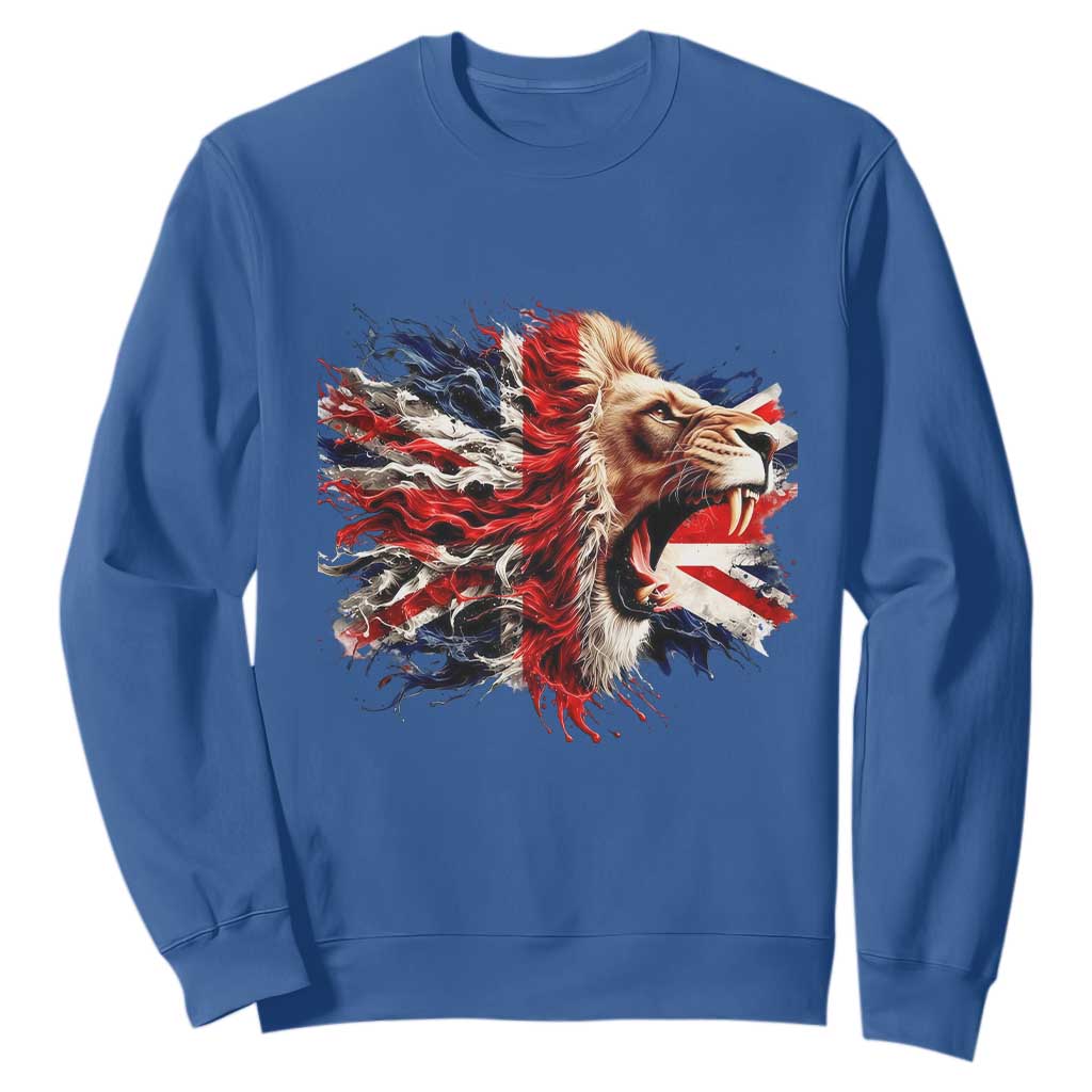 Roaring British Lion Flag Sweatshirt Union Jack UK Pride TS02 Royal Blue Print Your Wear