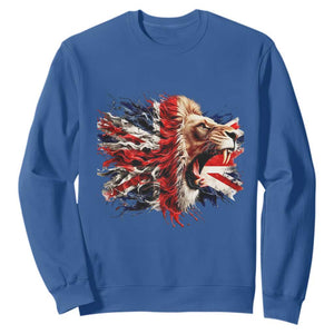 Roaring British Lion Flag Sweatshirt Union Jack UK Pride TS02 Royal Blue Print Your Wear