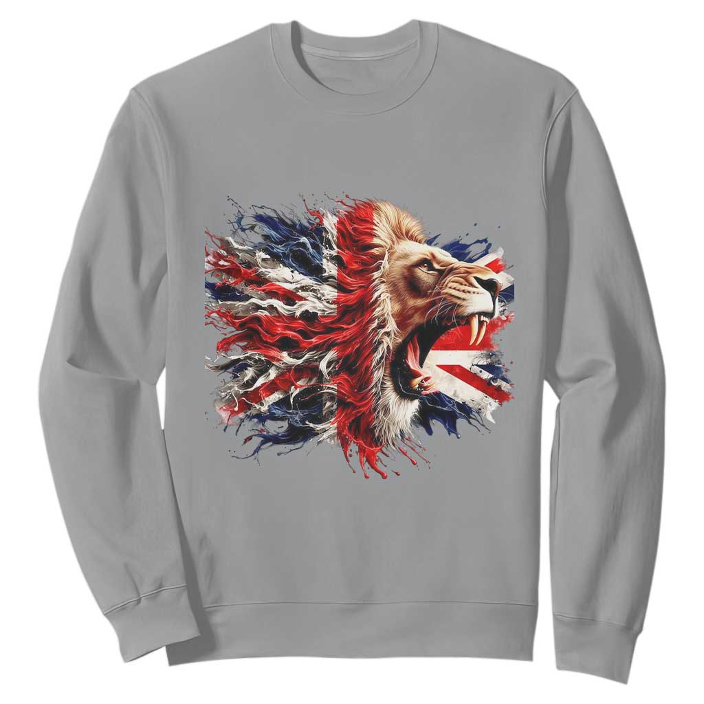 Roaring British Lion Flag Sweatshirt Union Jack UK Pride TS02 Sport Gray Print Your Wear