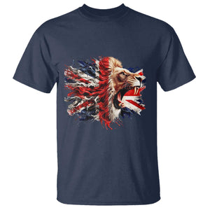 Roaring British Lion Flag T Shirt Union Jack UK Pride TS02 Navy Print Your Wear