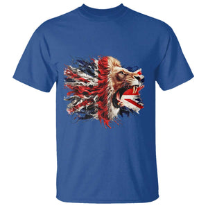 Roaring British Lion Flag T Shirt Union Jack UK Pride TS02 Royal Blue Print Your Wear