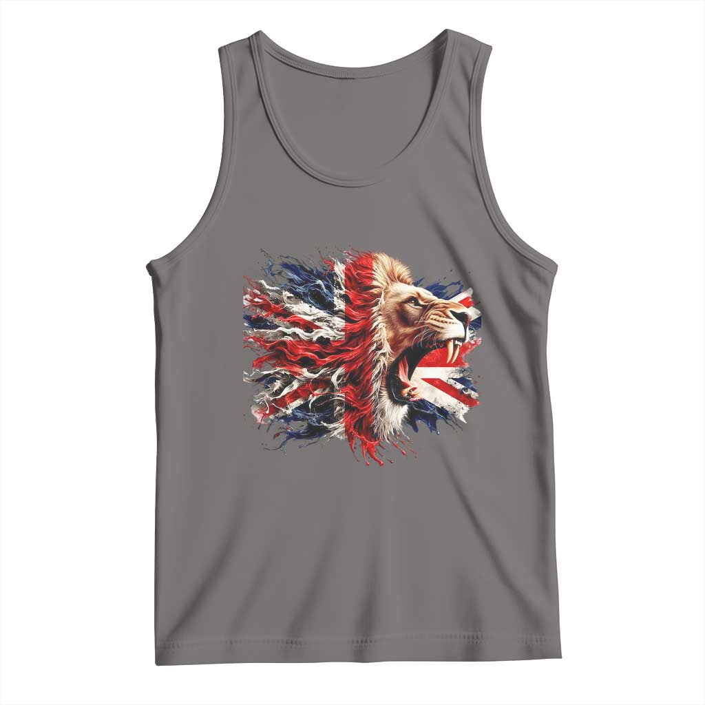 Roaring British Lion Flag Tank Top Union Jack UK Pride TS02 Deep Heather Print Your Wear